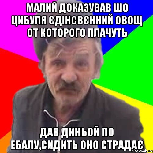 Малий доказував шо цибуля єдінсвєнний овощ от которого плачуть дав диньой по ебалу,сидить оно страдає