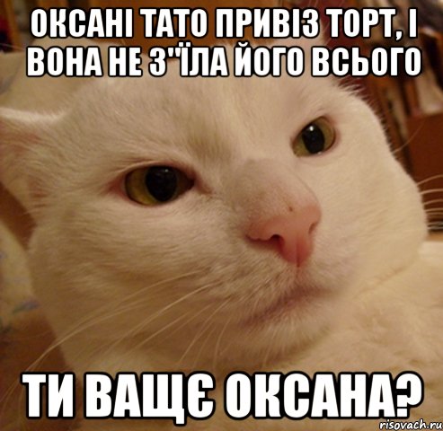 Оксані тато привіз торт, і вона не з"їла його всього ТИ ВАЩЄ ОКСАНА?