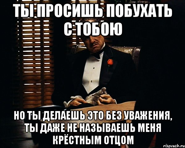 ты просишь побухать с тобою но ты делаешь это без уважения, ты даже не называешь меня крёстным отцом, Мем Дон Вито Корлеоне