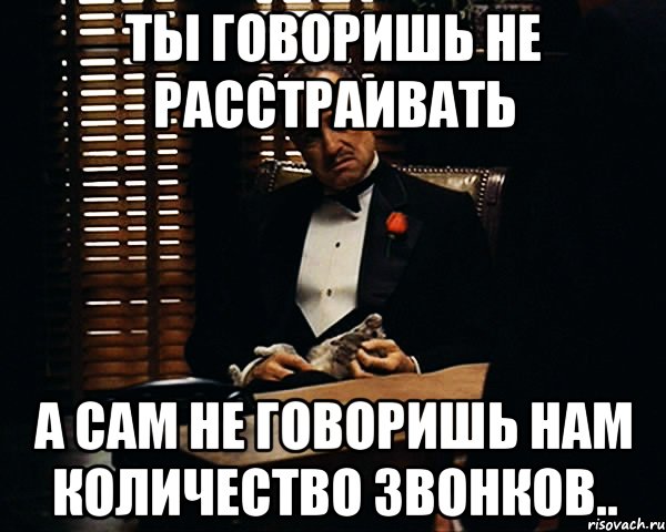 ты говоришь не расстраивать а сам не говоришь нам количество звонков.., Мем Дон Вито Корлеоне