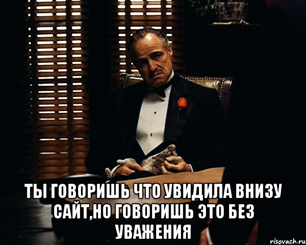  Ты говоришь что увидила внизу сайт,но говоришь это без уважения, Мем Дон Вито Корлеоне