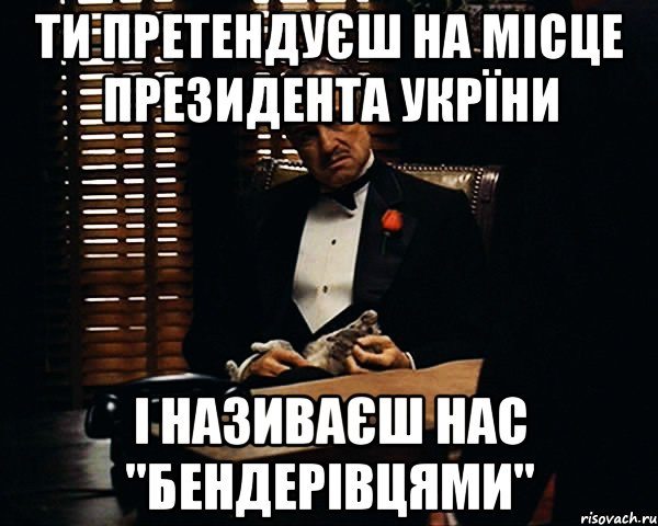 Ти претендуєш на місце президента Укрїни і називаєш нас "Бендерівцями", Мем Дон Вито Корлеоне