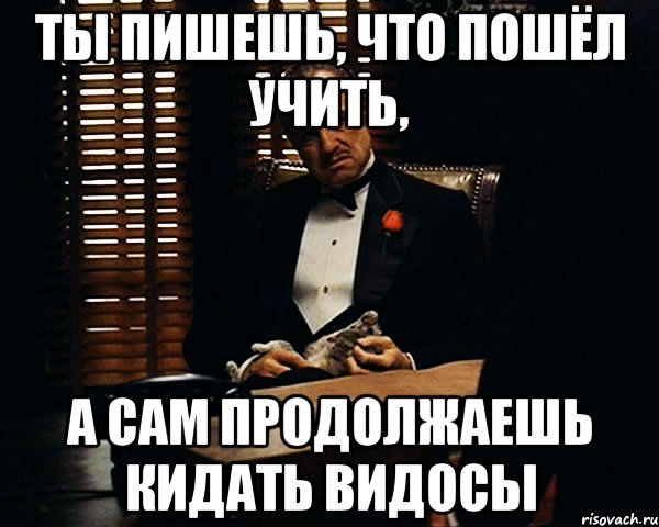 ты пишешь, что пошёл учить, а сам продолжаешь кидать видосы, Мем Дон Вито Корлеоне