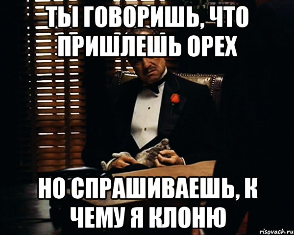 ты говоришь, что пришлешь орех но спрашиваешь, к чему я клоню, Мем Дон Вито Корлеоне