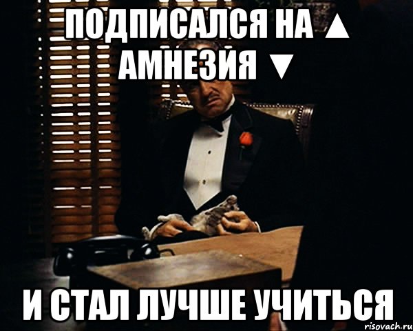 подписался на ▲ Амнезия ▼ и стал лучше учиться, Мем Дон Вито Корлеоне