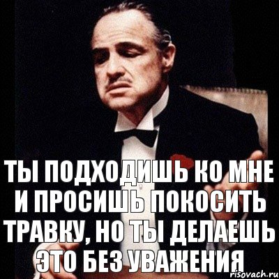 Ты подходишь ко мне и просишь покосить травку, но ты делаешь это без уважения, Комикс Дон Вито Корлеоне 1