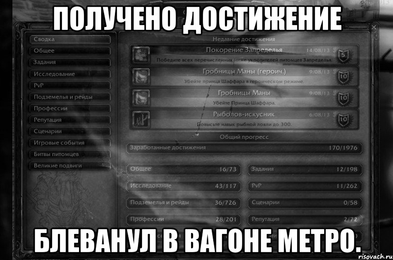 Получено достижение Блеванул в вагоне метро.