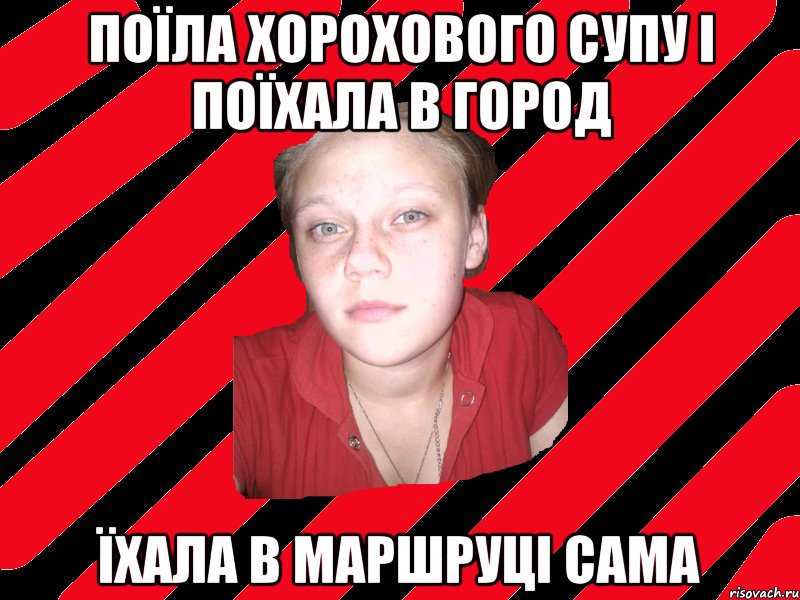 Поїла хорохового супу і поїхала в город Їхала в маршруці сама
