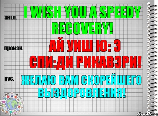 I wish you a speedy recovery! ай уиш ю: э спи:ди рикавэри! Желаю Вам скорейшего выздоровления!, Комикс  Перевод с английского