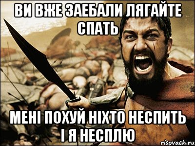 ВИ вЖЕ ЗАЕБАЛИ ЛЯГАЙТЕ СПАТЬ мені похуй ніхто неспить і я несплю, Мем Это Спарта