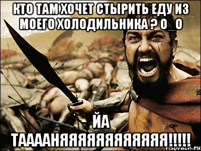 Кто там хочет стырить еду из моего холодильника ? О_о йа Тааааняяяяяяяяяяяя!!!!!, Мем Это Спарта