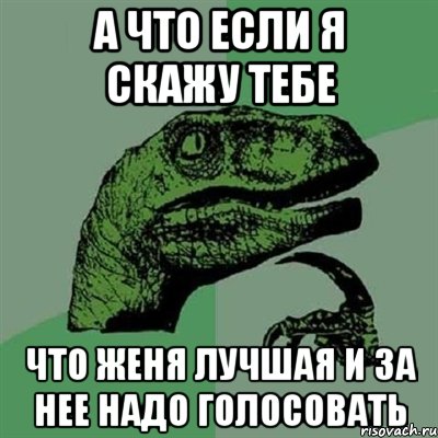 А что если я скажу тебе Что Женя лучшая и за нее надо голосовать, Мем Филосораптор