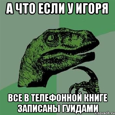 А что если у Игоря Все в телефонной книге записаны ГУИДАМИ, Мем Филосораптор