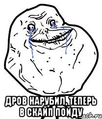  Дров нарубил, теперь в скайп пойду, Мем Forever Alone