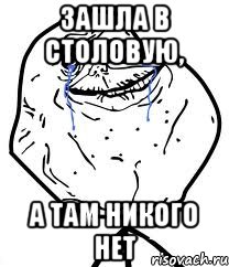 Зашла в столовую, а там никого нет, Мем Forever Alone