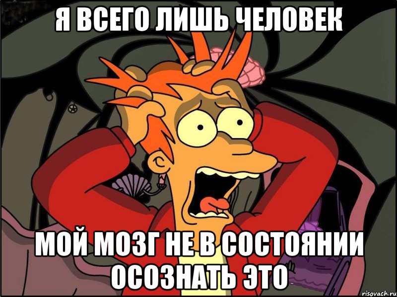 Я всего лишь человек Мой мозг не в состоянии осознать это, Мем Фрай в панике