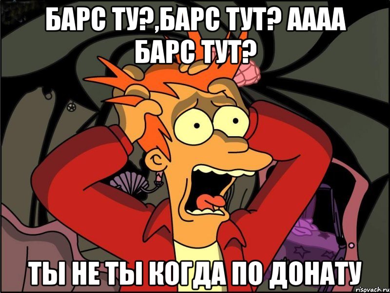 Барс ту?,Барс тут? аааа Барс тут? ты не ты когда по донату, Мем Фрай в панике