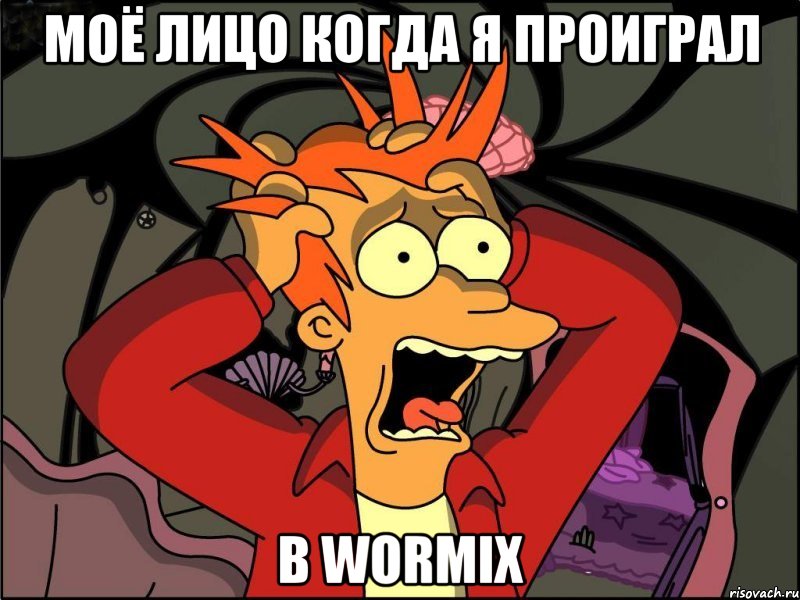 моё лицо когда я проиграл В WORMIX, Мем Фрай в панике