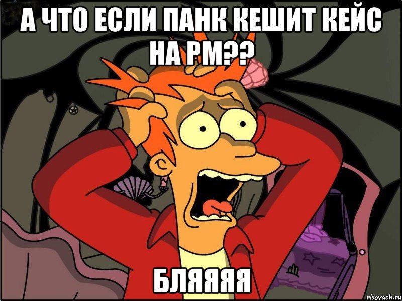 а что если панк кешит кейс на рм?? бляяяя, Мем Фрай в панике