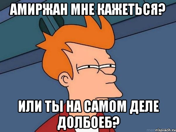 амиржан мне кажеться? или ты на самом деле долбоеб?, Мем  Фрай (мне кажется или)