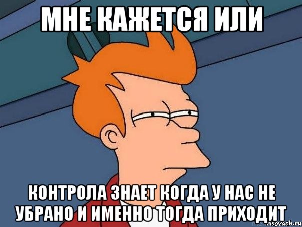 Мне кажется или контрола знает когда у нас не убрано и именно тогда приходит, Мем  Фрай (мне кажется или)