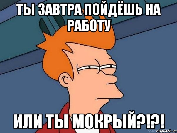 Ты завтра пойдёшь на работу или ты мокрый?!?!, Мем  Фрай (мне кажется или)