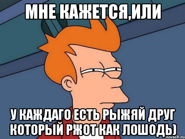 мне кажется,или у каждаго есть рыжяй друг который ржот как лошодь), Мем  Фрай (мне кажется или)