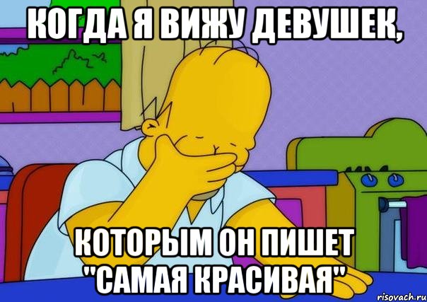 Когда я вижу девушек, которым он пишет "самая красивая", Мем Homer simpson facepalm