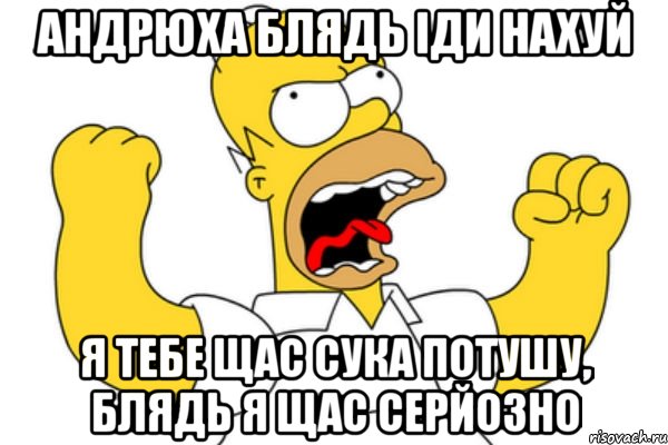 андрюха блядь іди нахуй я тебе щас сука потушу, блядь я щас серйозно, Мем Разъяренный Гомер