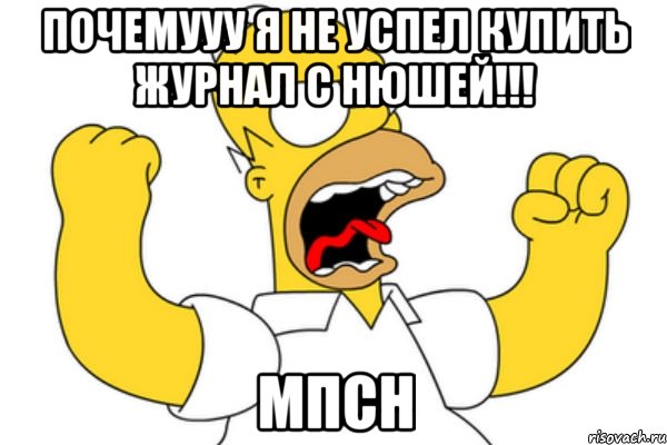 Почемууу я не успел купить журнал с нюшей!!! мпсн, Мем Разъяренный Гомер