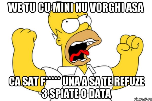 we tu cu mini nu vorghi asa ca sat f***** una a sa te refuze 3 spiate o data, Мем Разъяренный Гомер