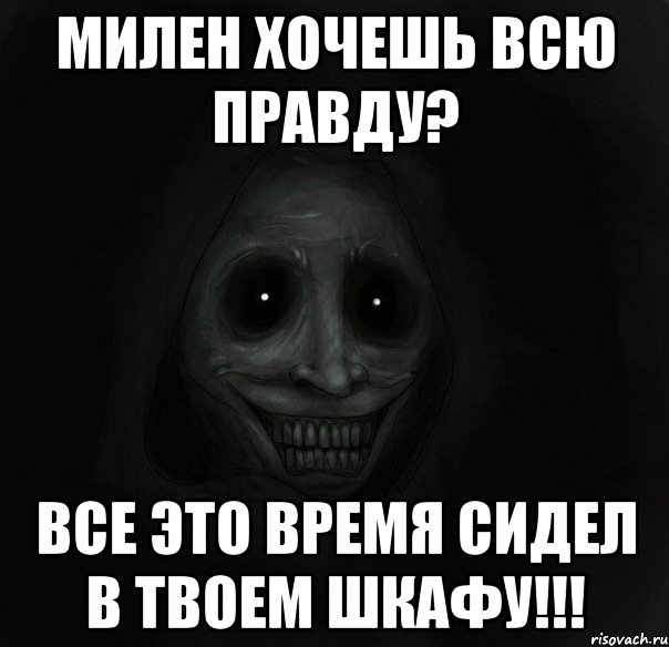 Милен хочешь всю правду? Все это время сидел в твоем шкафу!!!, Мем Ночной гость