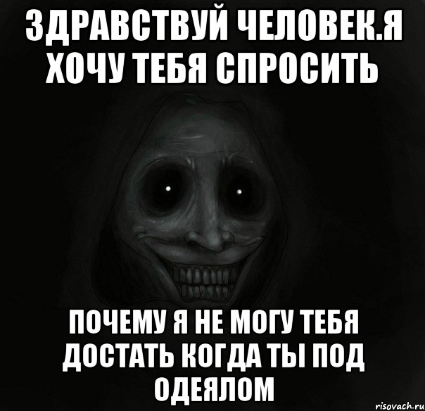 здравствуй человек.я хочу тебя спросить почему я не могу тебя достать когда ты под одеялом, Мем Ночной гость