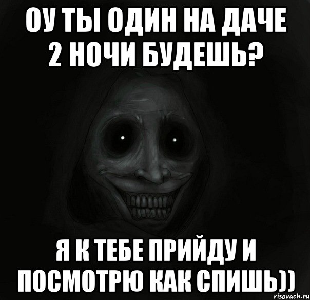 ОУ ТЫ ОДИН НА ДАЧЕ 2 НОЧИ БУДЕШЬ? Я К ТЕБЕ ПРИЙДУ И ПОСМОТРЮ КАК СПИШЬ)), Мем Ночной гость