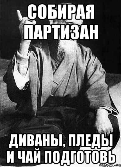 Собирая партизан Диваны, пледы и чай подготовь, Мем Монах-мудрец (сэнсей)