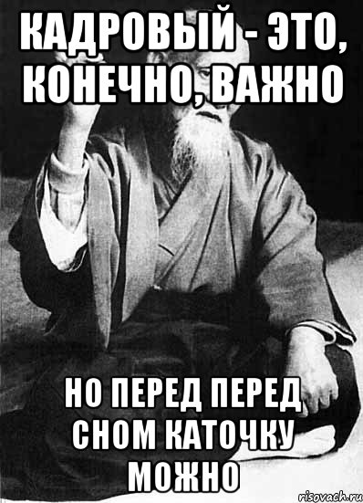 кадровый - это, конечно, важно но перед перед сном каточку можно, Мем Монах-мудрец (сэнсей)