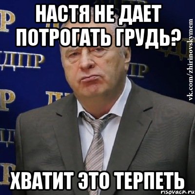 Настя не дает потрогать грудь? Хватит это терпеть, Мем Хватит это терпеть (Жириновский)