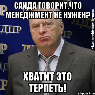 Саида говорит,что менеджмент не нужен? Хватит это терпеть!, Мем Хватит это терпеть (Жириновский)