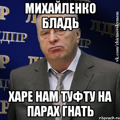 МИХАЙЛЕНКО БЛАДЬ ХАРЕ НАМ ТУФТУ НА ПАРАХ ГНАТЬ, Мем Хватит это терпеть (Жириновский)