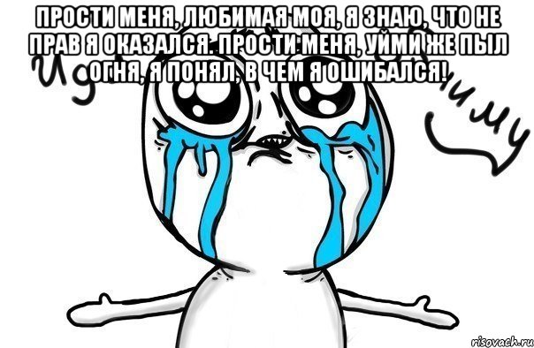 Прости меня, любимая моя, Я знаю, что не прав я оказался. Прости меня, уйми же пыл огня, Я понял, в чем я ошибался! , Мем Иди обниму