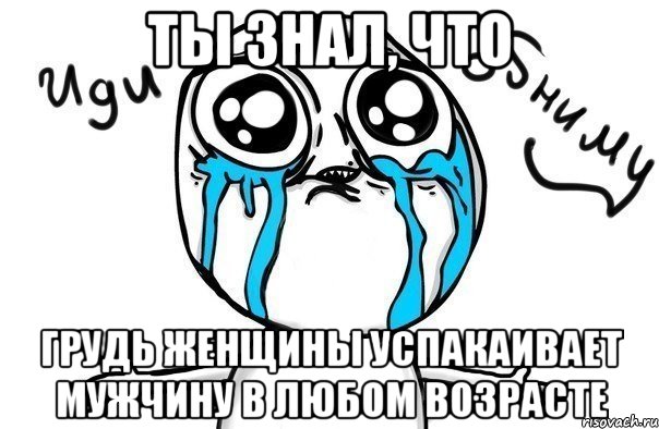 ты знал, что грудь женщины успакаивает мужчину в любом возрасте, Мем Иди обниму