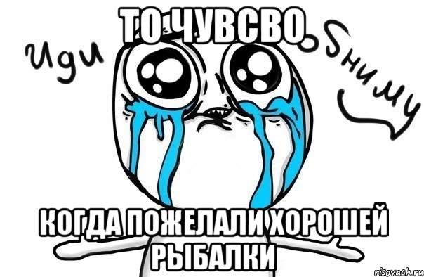 То чувсво когда пожелали хорошей рыбалки, Мем Иди обниму