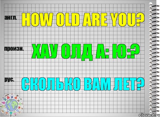 How old are you? хау олд а: ю:? Сколько Вам лет?, Комикс  Перевод с английского