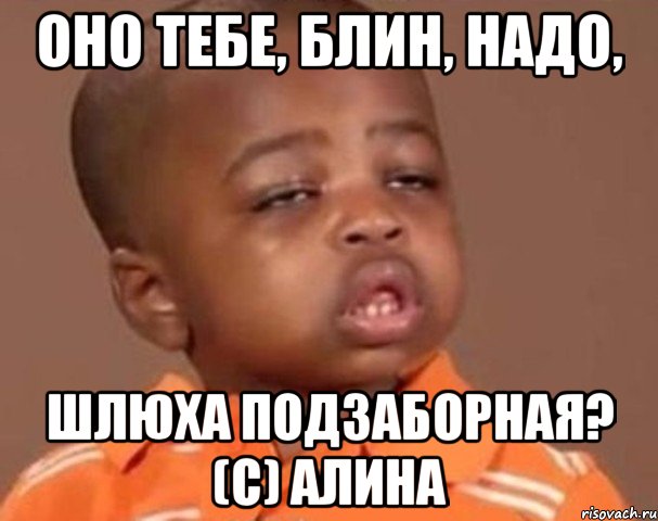 Оно тебе, блин, надо, шлюха подзаборная? (с) Алина, Мем  Какой пацан (негритенок)