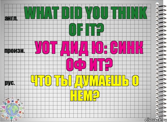 What did you think of it? уот дид ю: синк оф ит? Что ты думаешь о нем?, Комикс  Перевод с английского