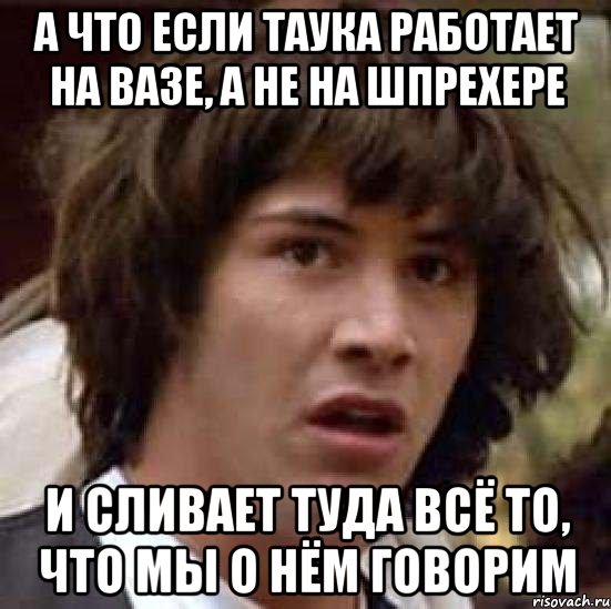 а что если Таука работает на вазе, а не на шпрехере и сливает туда всё то, что мы о нём говорим, Мем А что если (Киану Ривз)