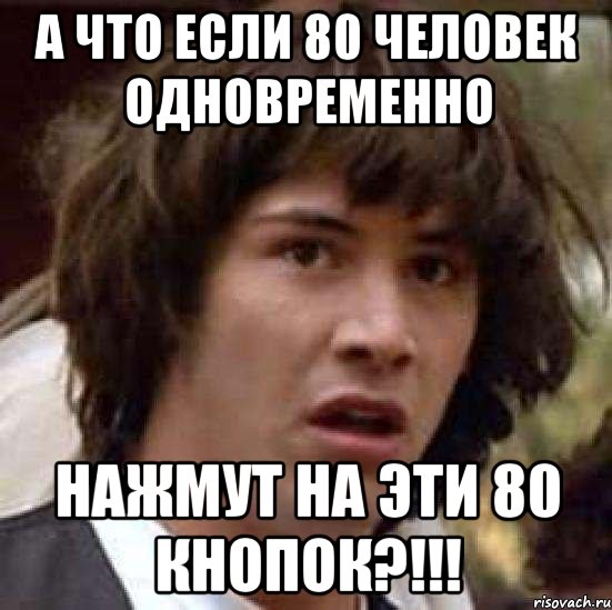 А что если 80 человек одновременно нажмут на эти 80 кнопок?!!!, Мем А что если (Киану Ривз)