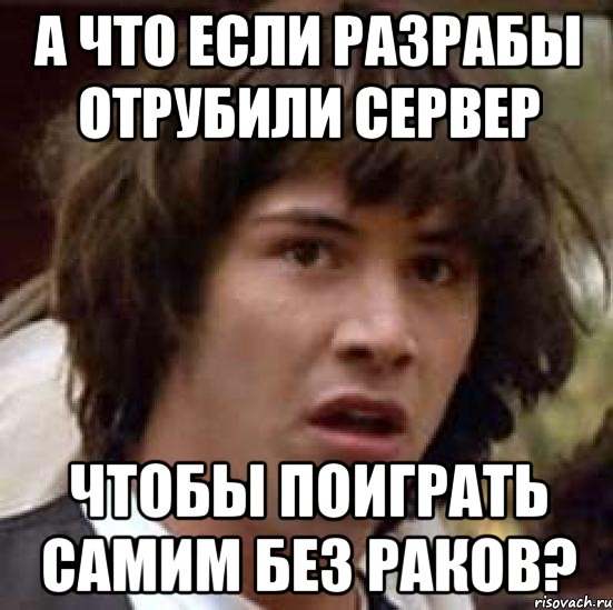 а что если разрабы отрубили сервер чтобы поиграть самим без раков?, Мем А что если (Киану Ривз)