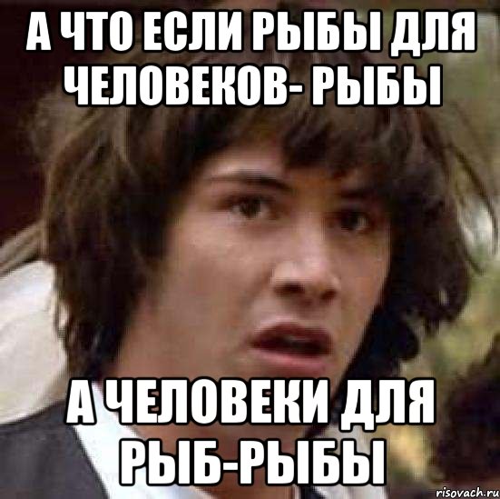 А ЧТО ЕСЛИ РЫБЫ ДЛЯ ЧЕЛОВЕКОВ- РЫБЫ А ЧЕЛОВЕКИ ДЛЯ РЫБ-РЫБЫ, Мем А что если (Киану Ривз)