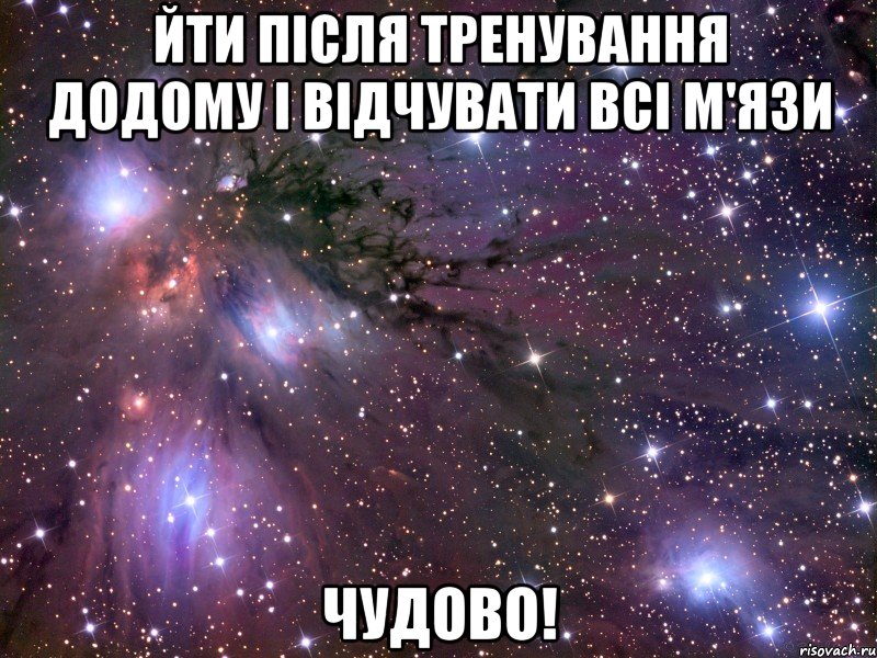 Йти після тренування додому і відчувати всі м'язи Чудово!, Мем Космос